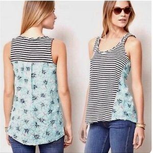 Anthropologie Porridge Twisted Stripes Distressed Tank - Size Large